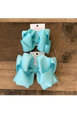 One Stop Bow Shop OS- Crystal Blue Stacked Grosgrain Bow