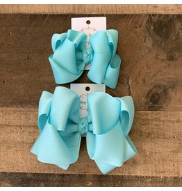 OS- Crystal Blue Stacked Grosgrain Bow