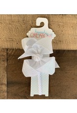 Beyond Creations Beyond Creations - White Glitter Metallic Bow on 1/4 HB