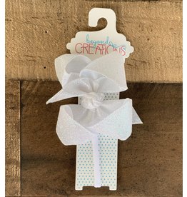 Beyond Creations Beyond Creations - White Glitter Metallic Bow on 1/4 HB