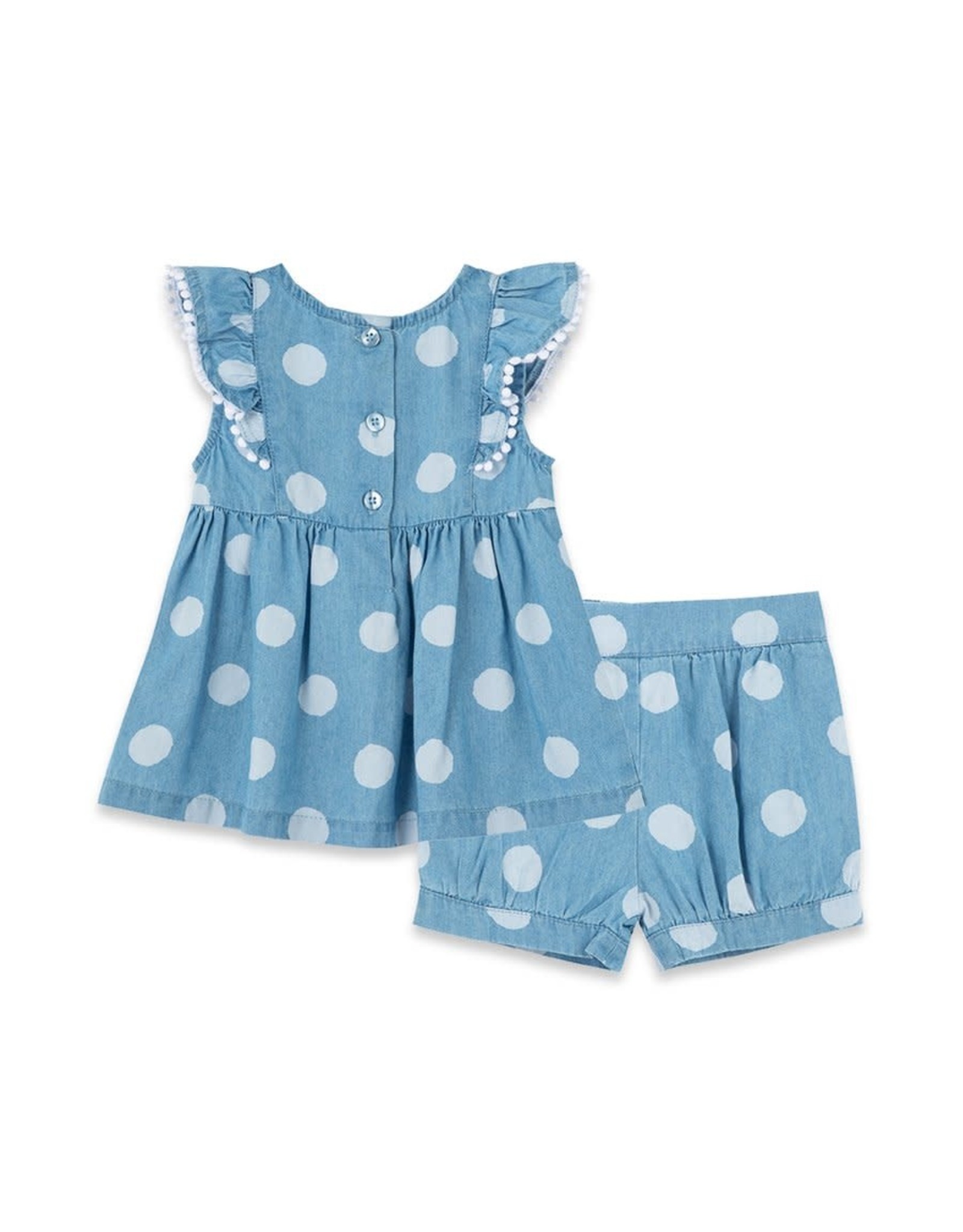 Little Me Little Me- Blue Polka Woven Set