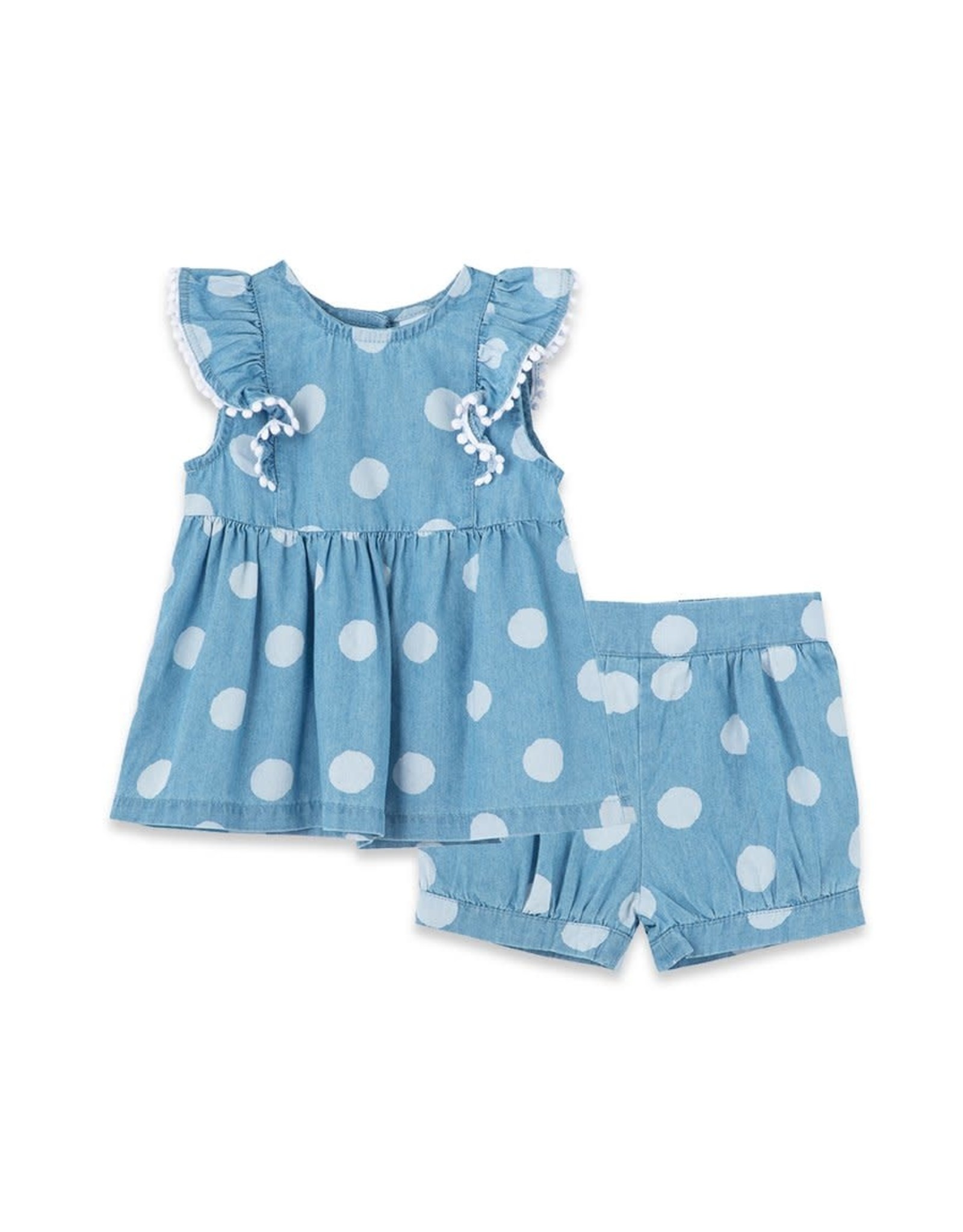 Little Me Little Me- Blue Polka Woven Set