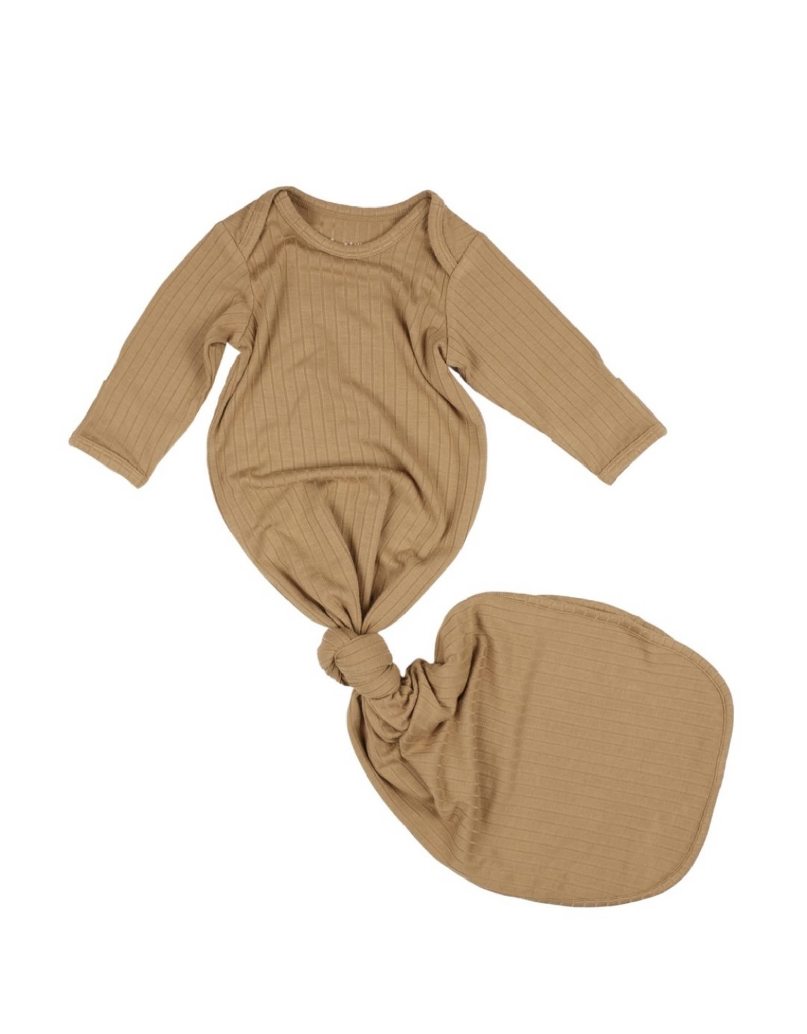 Brave Little Ones Brave Little Ones- Desert Camel Ribbed Knotted Gown 0/3M