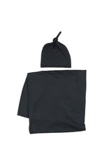 Brave Little Ones- Antique Black Ribbed Stretchy Swaddle Set