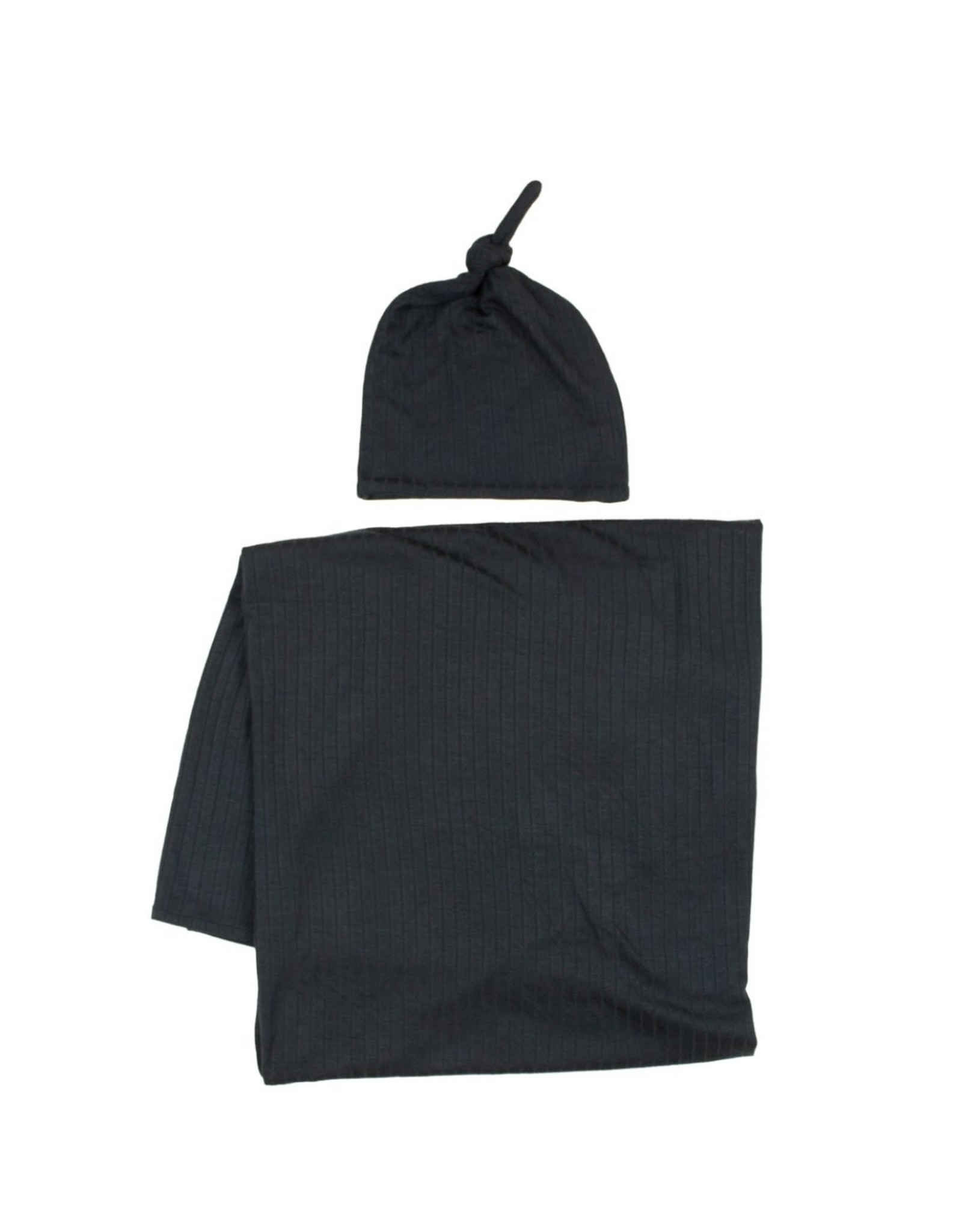 Brave Little Ones- Antique Black Ribbed Stretchy Swaddle Set
