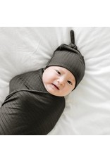 Brave Little Ones- Antique Black Ribbed Stretchy Swaddle Set