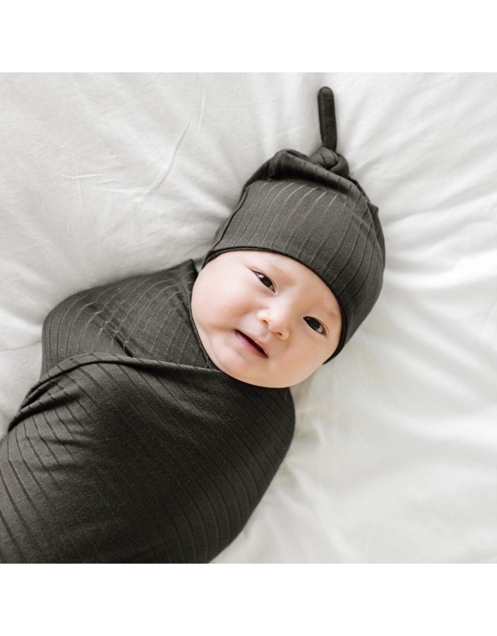 Brave Little Ones- Antique Black Ribbed Stretchy Swaddle Set