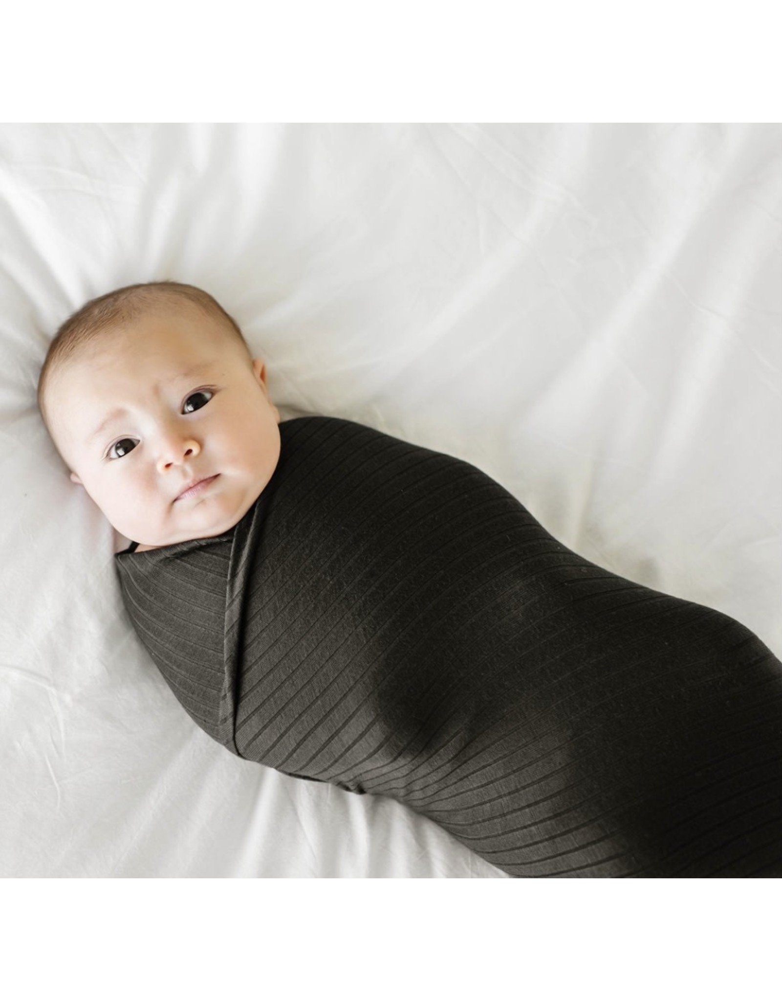 Brave Little Ones- Antique Black Ribbed Stretchy Swaddle Set