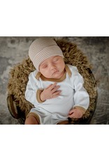 ILYBEAN Ilybean- Tan White Striped Hat & Onesie