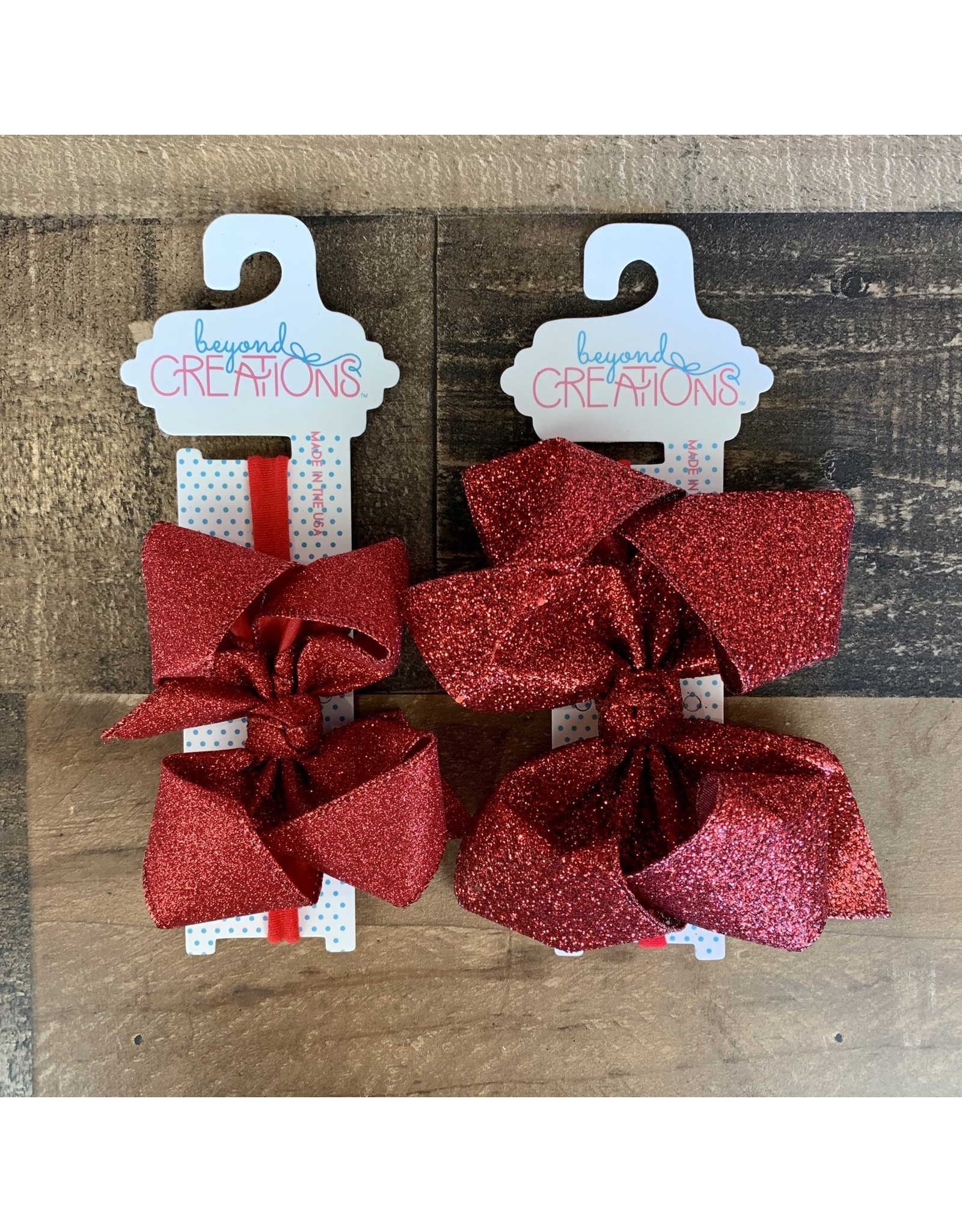 Beyond Creations Beyond Creations - Red Glitter Metallic Bow on 1/4 HB