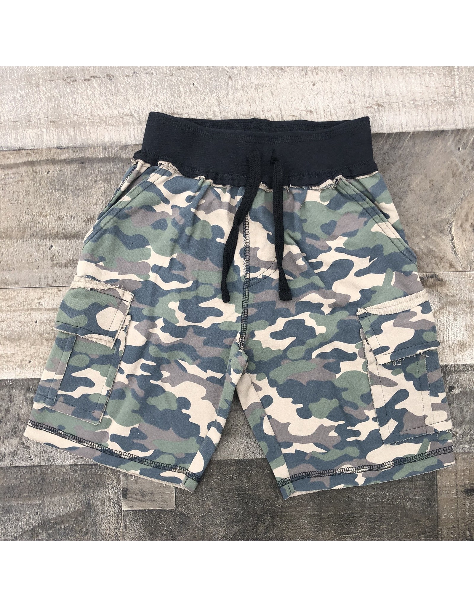 Mish Boys Mish Boys- Distressed Camo Shorts- Olive