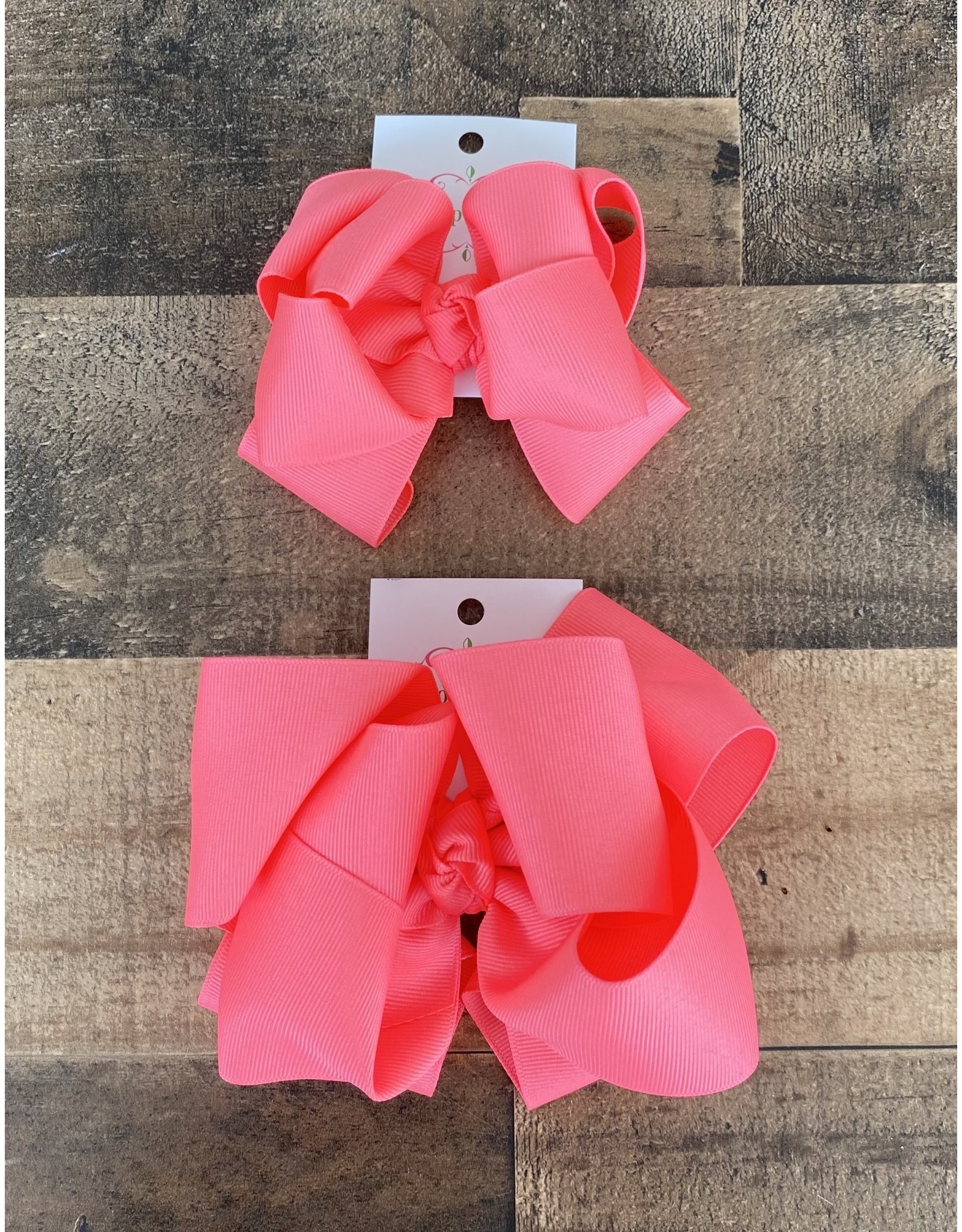 OS- Neon Pink Stacked Grosgrain Bow