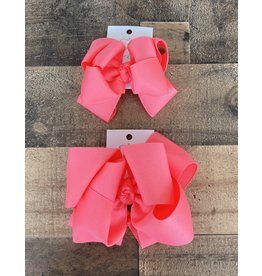 OS- Neon Pink Stacked Grosgrain Bow