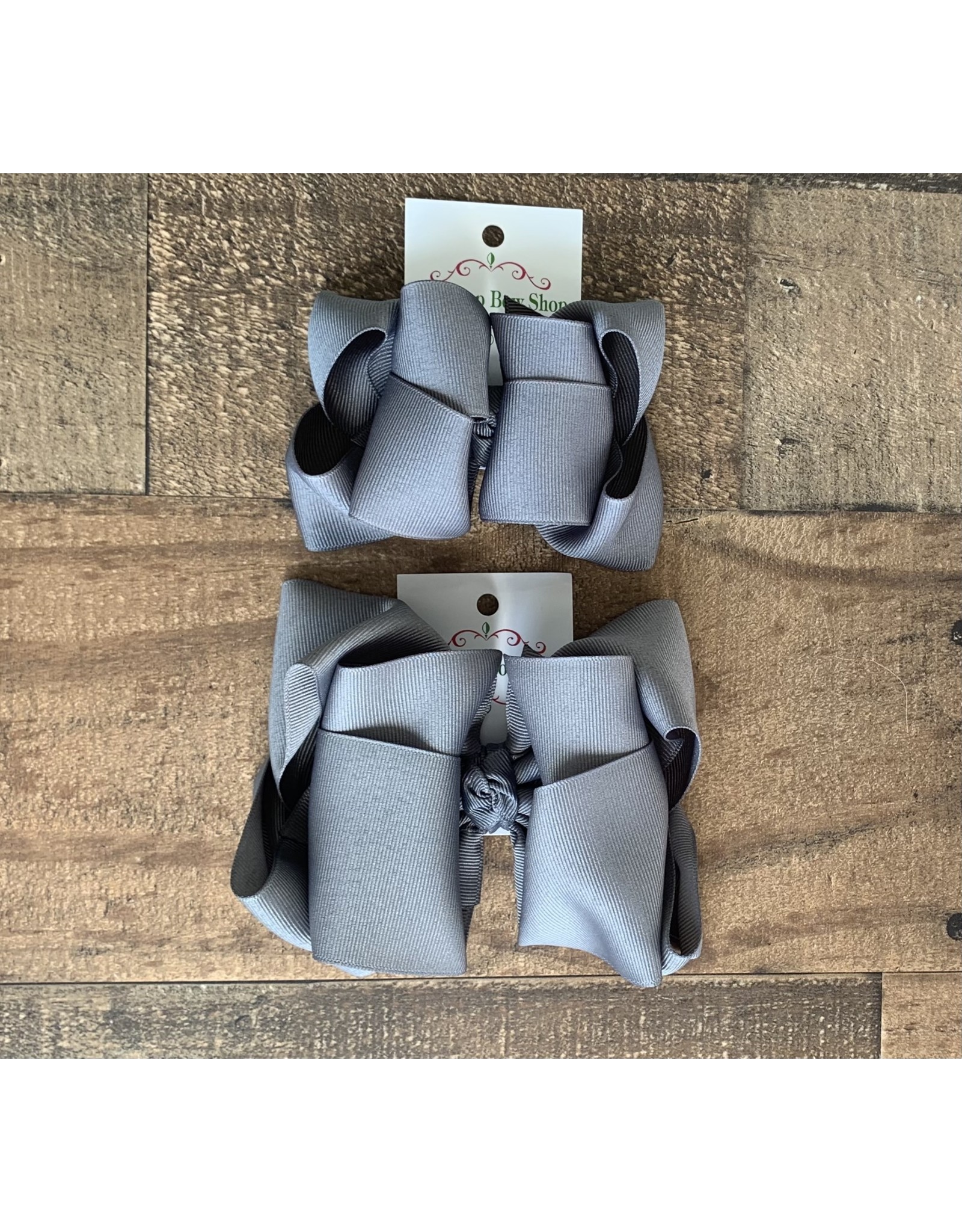 One Stop Bow Shop OS- Slate Grey Stacked Grosgrain Bow