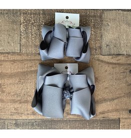 One Stop Bow Shop OS- Slate Grey Stacked Grosgrain Bow