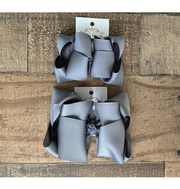 OS- Slate Grey Stacked Grosgrain Bow