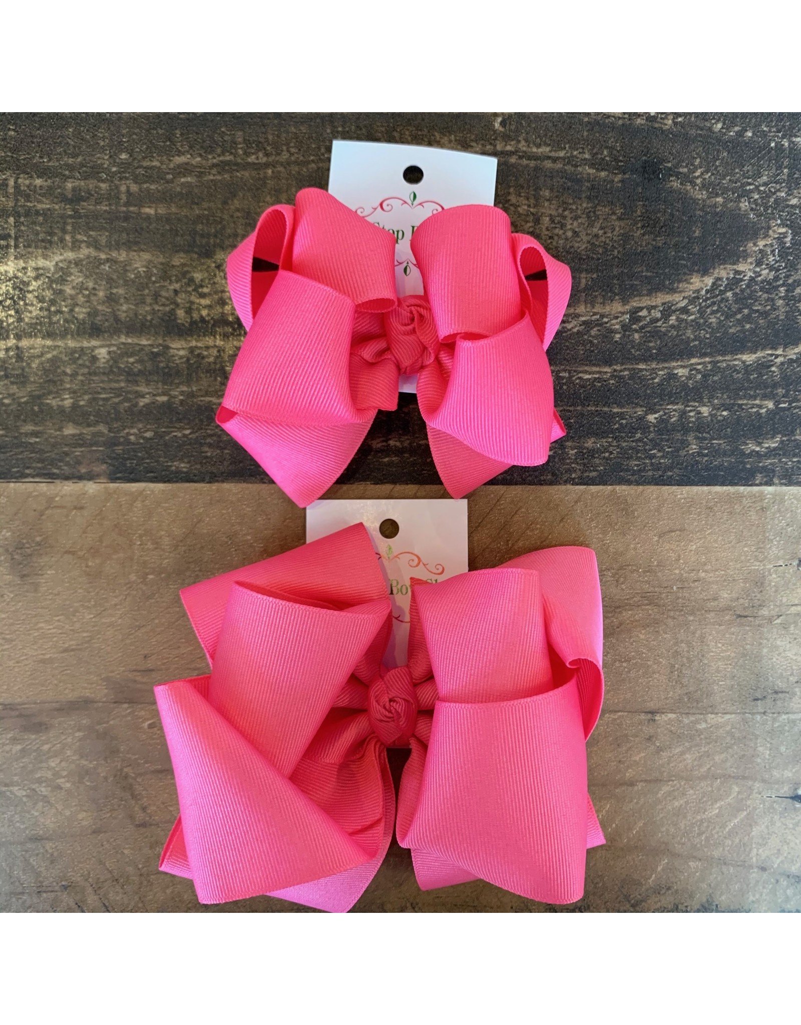 OS- Shocking Pink Stacked Grosgrain Bow