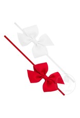 Wee Ones- Two Loop Bows Set White/ Red 0-6M