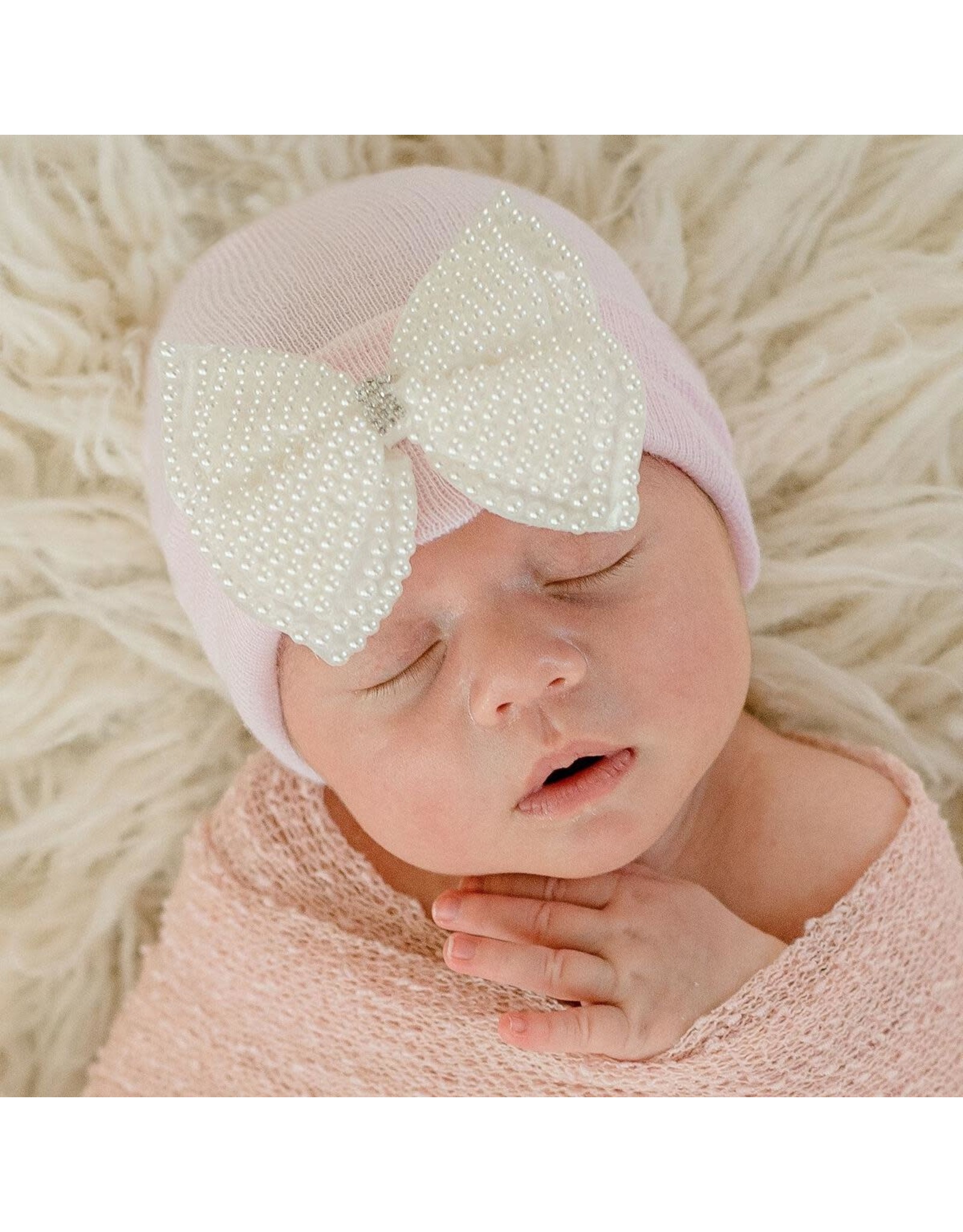 ILYBEAN Ilybean- Pink Hat w/Pearl Bow Beanie