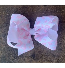 Wee Ones- White/Lt Pink Leopard Print Medium Bow