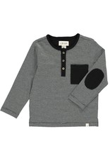 Me & Henry Me & Henry- Mascot Henley Black/Grey Stripe Tee