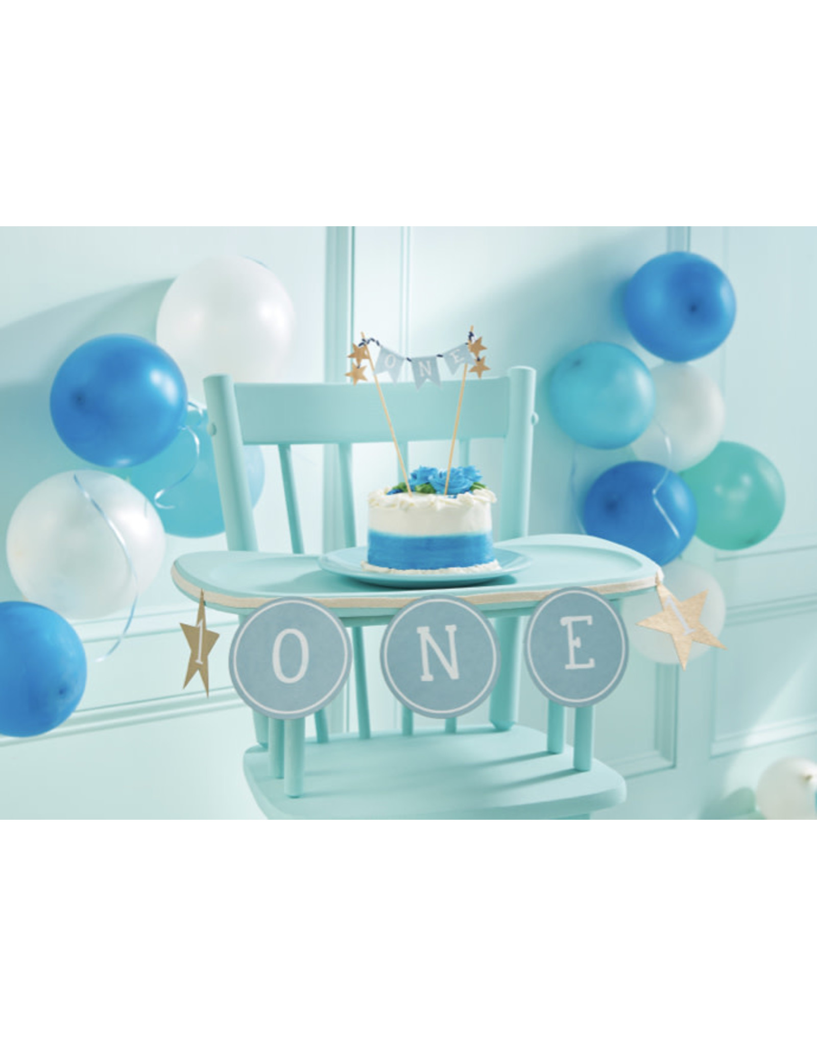 Mudpie Mud Pie- Blue Cake Topper & Banner Set