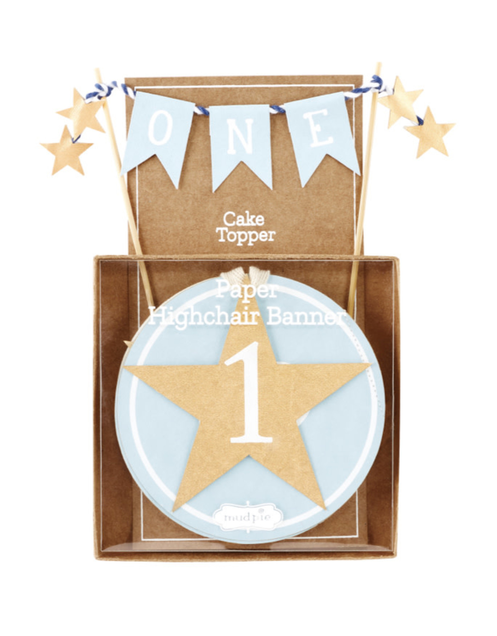 Mudpie Mud Pie- Blue Cake Topper & Banner Set