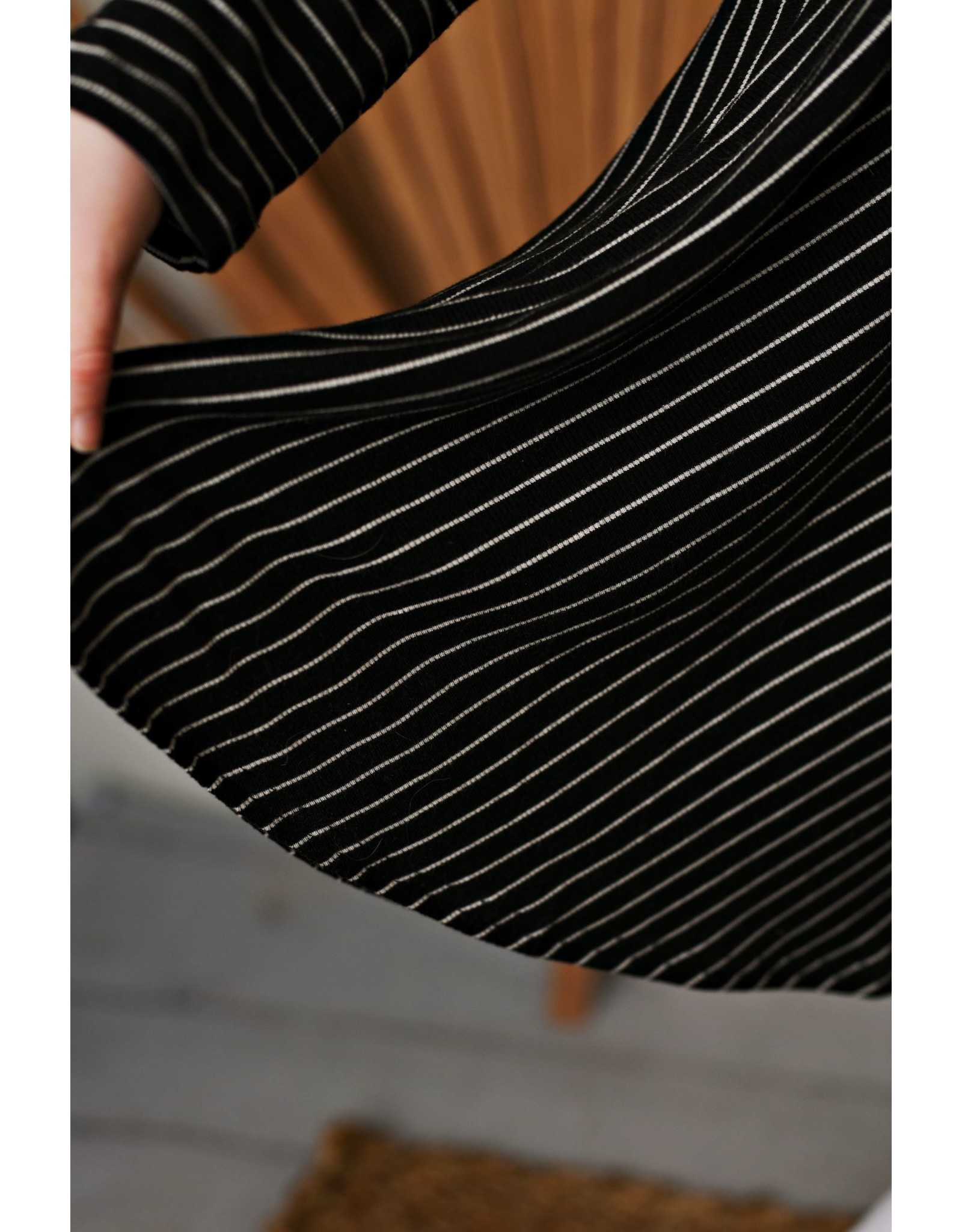 Serendipity Serendipity- Black Stripe Ribbed Knit Dress