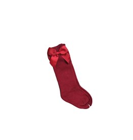 Be Girl Clothing Be Girl- Cranberry Twist Bow Happy Knee Socks