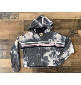 Vintage Havana- Black/White Tie Dye Hoody w/Stripe