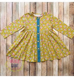 Natalie Grant- Mustard Floral Button Dress