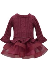 Bonnie  Jean Bonnie Jean- Burgundy Cable Knit Skirt Sweater Dress