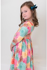 Mila & Rose Mila & Rose- Cabbage Roses 3/4 Sleeve Pocket Twirl Dress