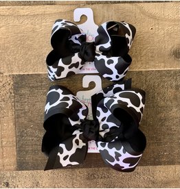 Beyond Creations Beyond Creations- Black Cow Layered Bow Clip: