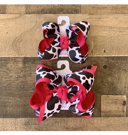Beyond Creations Beyond Creations- Fuchsia Cow Layered Bow Clip: