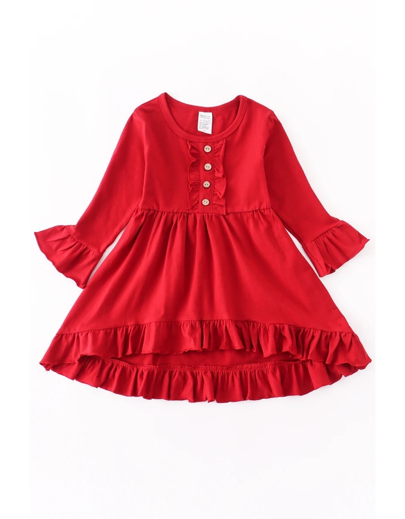 Maroon Ruffle Dress Button