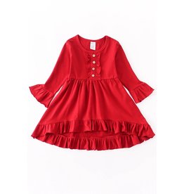 Maroon Ruffle Dress Button