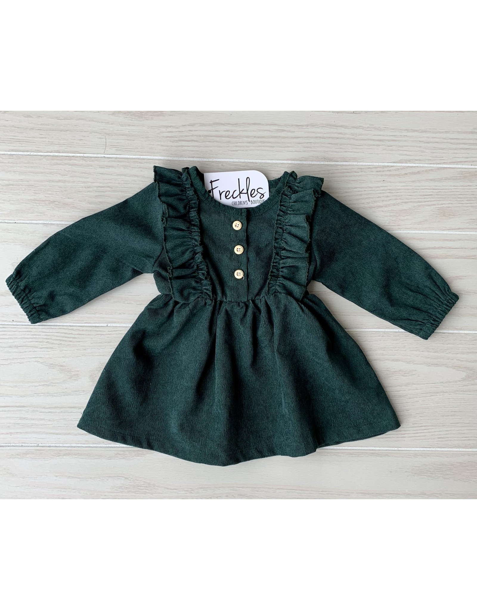 Emerald Corduroy Button L/S Dress