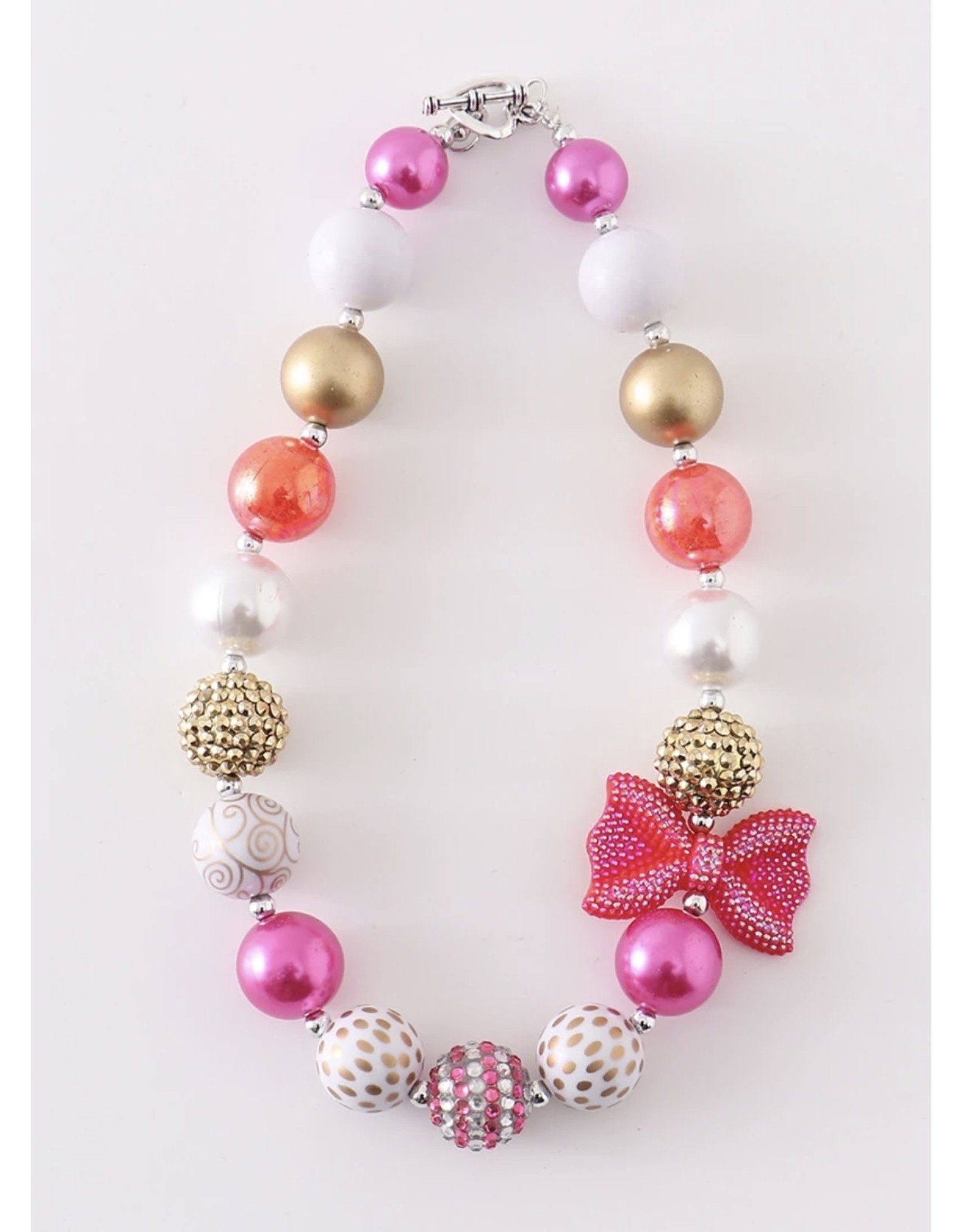 Pink Bow Chunky Necklace