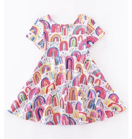 Rainbow Print Twirl Dress