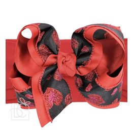 Beyond Creations Beyond Creations- 5.5" Black/Red Heart Bow on Pantyhose Headband