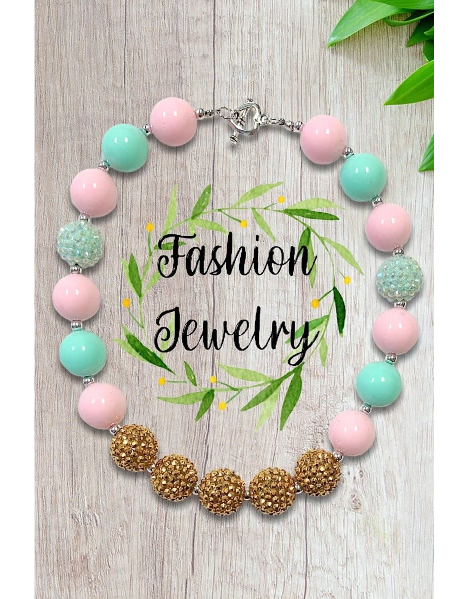 Pastel Pink, Mint & Bronze Bubble Necklace