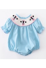 Cow Smocked Baby Blue Bubble