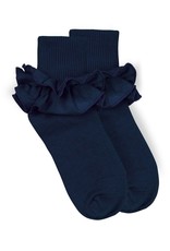 Jefferies- Misty Ruffle Turn Cuff Socks: Navy
