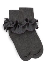 Jefferies- Misty Ruffle Turn Cuff Socks: Charcoal