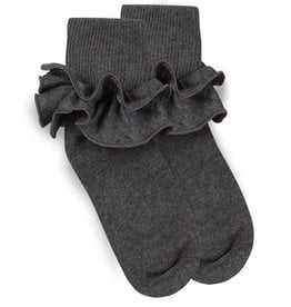 Jefferies- Misty Ruffle Turn Cuff Socks: Charcoal