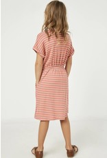 Hayden- Mauve Ribbed Stripe Knit TShirt Dress