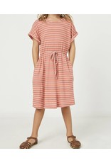 Hayden- Mauve Ribbed Stripe Knit TShirt Dress