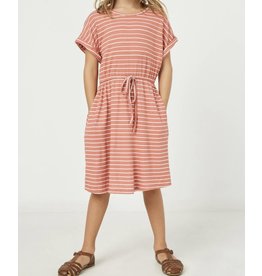 Hayden- Mauve Ribbed Stripe Knit TShirt Dress