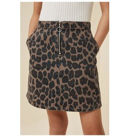 Hayden- Leopard Print Denim Skirt